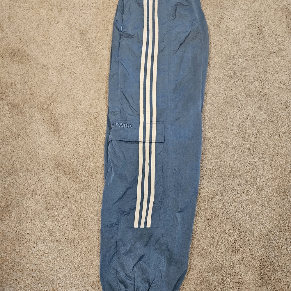 adidas Blue Track Pants with White Stripes